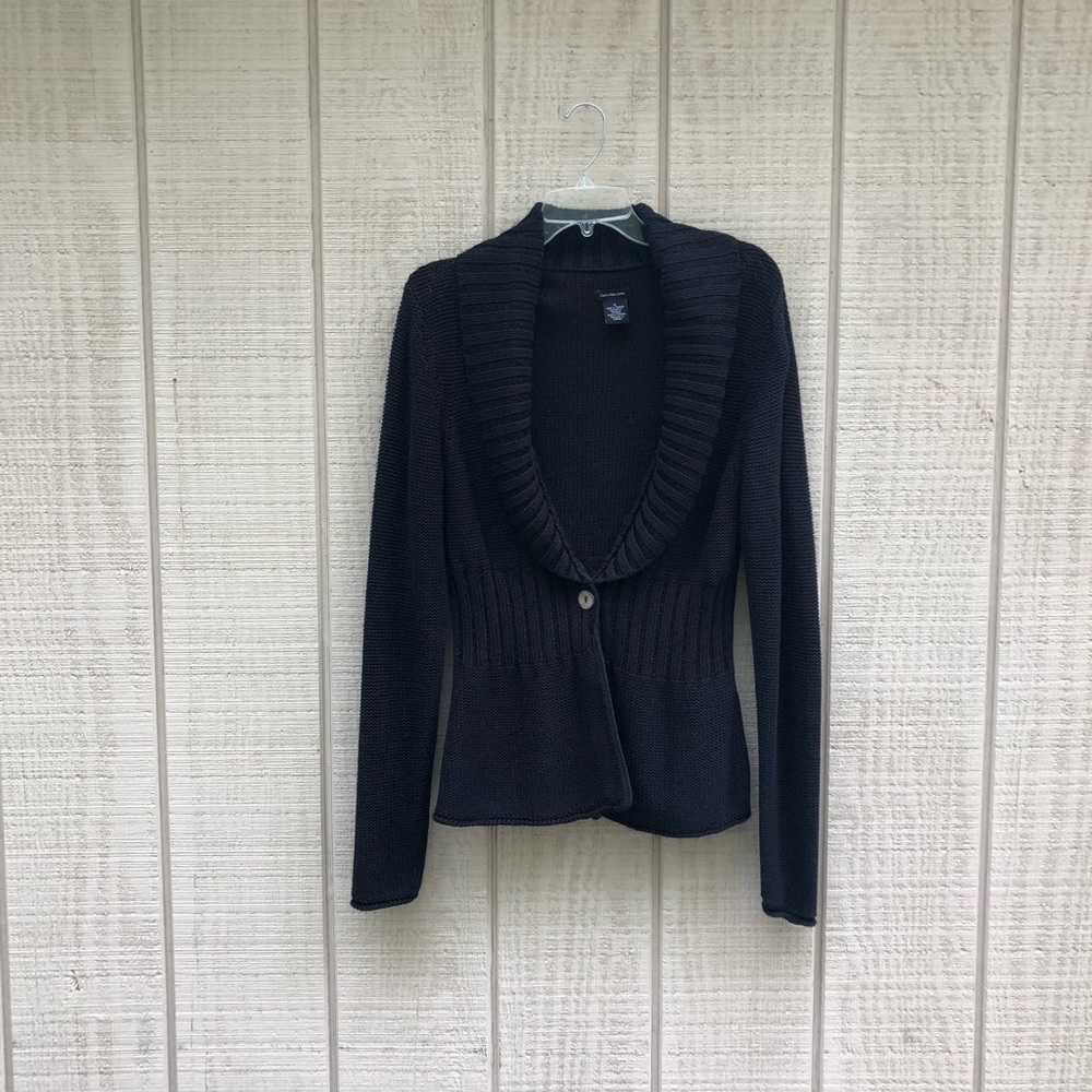 Calvin Klein Jeans black ribbed cardigan sweater M